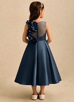 Azazie Kay Flower Girl Dresses Neptune A-Line Pleated Matte Satin Dress image2