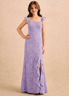 Azazie Novanlie Girls Formal Flower Girl Dresses Lilac Mermaid Bow Floral Burnout Dress image3