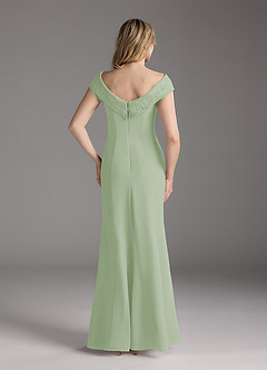 Azazie Cupid Final Sale Dusty Sage A-Line Boatneck Lace Chiffon Dress image5
