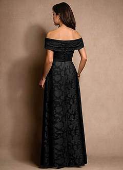Azazie New Britain Mother of the Bride Dresses Black A-Line Pleated Floral Burnout Dress image3