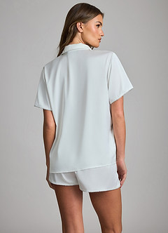 front Pyjamassæt med metallisk kant i satin