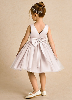 Azazie Tadpole Flower Girl Dresses Rose Petal A-Line Pleated Matte Satin Dress image5