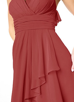 Azazie Aviv Brautjungfernkleider A-Linie Plissee Chiffon Kleid Rost image4