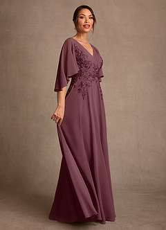 Azazie Tilda Kleider für die Brautmutter A-Linie Spitze Chiffon Kleid Sangria image3