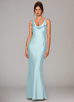 Azazie Rylina Bridesmaid Dresses Cloud Blue Mermaid Stretch Satin Dress image1