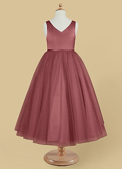 Azazie Marybell Amethyst A-line Bow Tulle Dress 