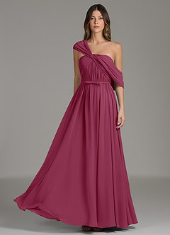 Azazie Nyah Abiti da Damigella Abito A-Line in Chiffon Spalle Scoperte Gelso image3