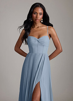 Azazie Akiko 신부 들러리 드레스 A라인 스윗하트 네크라인 쉬폰 바닥 길이 드레스 image2