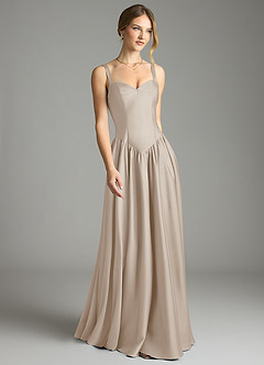 Azazie Evadina Vestidos de damas de honor Vestido de Escarcha de Satén Elástico de Corte en A con Corsé image1