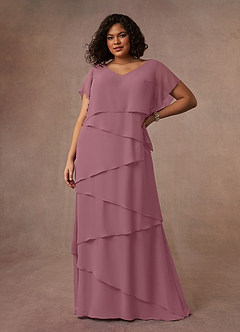 Azazie OHara Mother of the Bride Dresses Vintage Mauve A-Line V-Neck Chiffon Dress image12