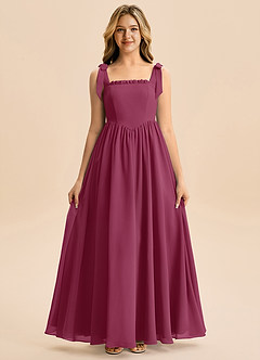 Azazie Delia Junior Abito A-Line in Chiffon Fiocco Gelso image5