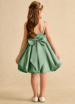 Azazie Davine Flower Girl Dresses Matcha A-Line Spaghetti Strap Matte Satin Dress image8