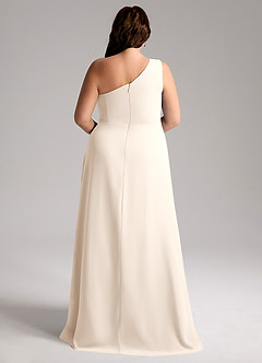 Azazie Brooke Bridesmaid Dresses White Alabaster A-Line One Shoulder Chiffon Dress image2
