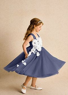 Azazie Dovey Flower Girl Dresses Stormy Ball-Gown Bow Tulle Dress image5