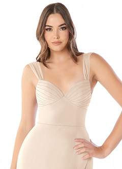 Azazie Audre Bridesmaid Dresses White Alabaster Mermaid Pleated Chiffon Dress image5