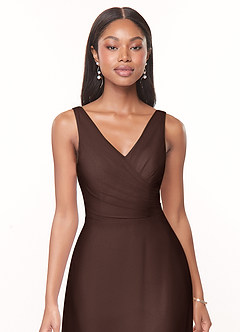 Azazie Nala Bridesmaid Dresses Ganache A-Line Pleated Chiffon Dress image4