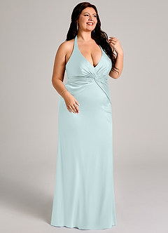 Azazie Valerie Jurken voor bruidsmeisjes Jurk van Stretch Satijn met Zeemeermin Geplooid Zeeglas image10