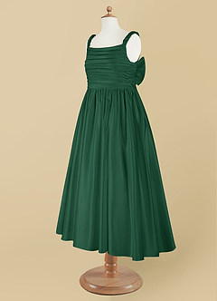 Azazie Cutie Pie Flower Girl Dresses Dark Green A-Line Pleated Matte Satin Dress image9