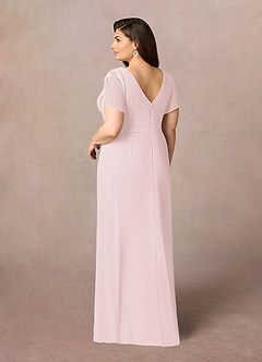 Azazie Marianne Mother of the Bride Dresses Blushing Pink Sheath V-Neck Pleated Chiffon Dress image9