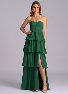 Azazie Faye Bridesmaid Dresses Dark Green A-Line Sweetheart Neckline Chiffon Dress image1