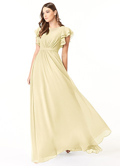 Azazie Daphne Modest Bridesmaid Dresses A-Line Ruffled Chiffon Floor-Length Dress image3