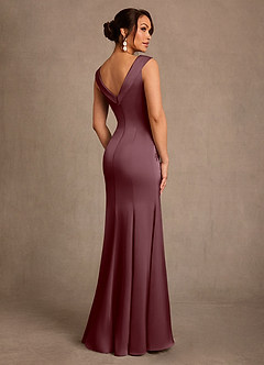 Azazie Franny Mère de la mariée Robes Robe Fourreau en Satin extensible Dentelle Sangria image2