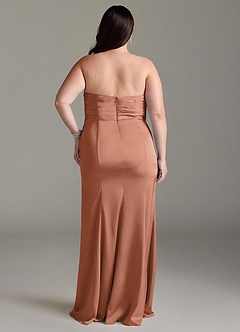 Azazie Yola Bridesmaid Dresses Bronzer Sheath V-Neck Pleated Stretch Satin Convertible Dress image10