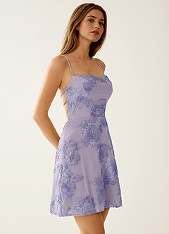 Lysandra Pale Purple Stretch 3D Flowers Corset Mini Dress image3