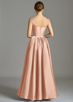 Azazie Verina Bridesmaid Dresses Rose Gold A-Line Pleated Stretch Satin Dress image6