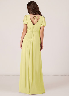 Azazie Peony Junior Robe Trapèze en Mousseline de soie Plissée Sorbet Citron image2