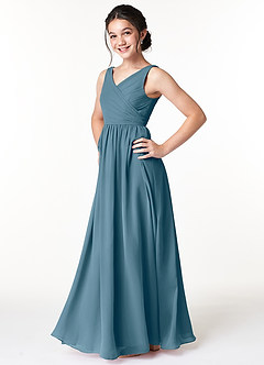 Azazie Sawyer Junior Bermuda A-Line Pleated Chiffon Dress image5
