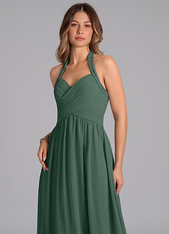 Azazie Darlyn Bridesmaid Dresses Sea Moss A-Line Pleated Chiffon Dress image7