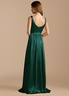 Azazie Keyla Bridesmaid Dresses Pine A-Line Pleated Metallic Satin Dress image2