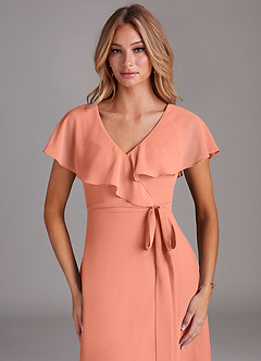 Azazie Lainey Bridesmaid Dresses Sunset A-Line with Pockets Chiffon Dress image6