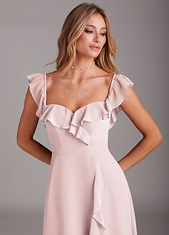 Azazie Lyra Bridesmaid Dresses Blushing Pink A-Line Chiffon Convertible Dress image10