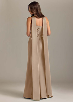 Azazie Kinsley Robes de demoiselle d'honneur Robe Sirène en Satin extensible Fente Latérale Taupe image2