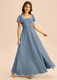 Azazie Azey Junior Twilight A-Line Ruched Chiffon Dress image4