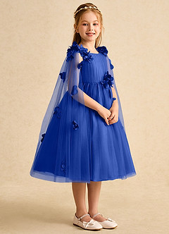 Azazie Staria Blumenmädchenkleider Ballkleid Gestreift Tüll Kleid Königsblau image8