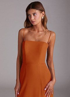 Azazie Wren Vestidos de madrinha de casamento Vestido Páprica de Chiffon de Linha A com Sem alças image2