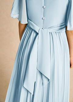 Azazie Gisele Abiti da Ragazza di Fiori Abito A-Line in Chiffon Plissettato Azzurro image7