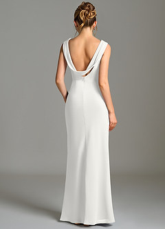 Azazie Kieryn Bridesmaid Dresses White Mermaid Pleated Chiffon Dress image2