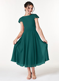 Azazie Payton Junior Peacock A-Line Bow Chiffon Dress image3