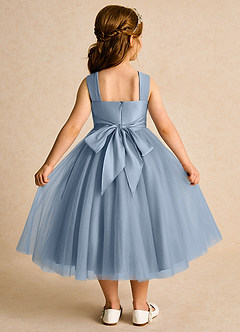 Azazie Dovey Abiti da Ragazza di Fiori Abito Principessa in Tulle Fiocco Blu Polveroso image3