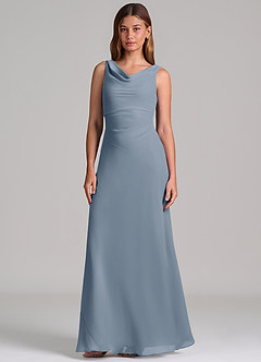 Azazie Nerine Brudtärnklänningar Klä av A-Linje i Chiffong Plisserad Skymning image4