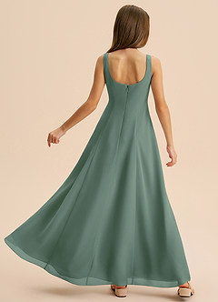 Azazie Lambie Junior Vestido de Eucalipto de Gasa de Corte en A con Plisado image8