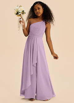 Azazie Skye Junior Abito A-Line in Chiffon Plissettato Glicine image3