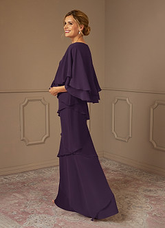 Azazie OHara Mother of the Bride Dresses Plum A-Line V-Neck Chiffon Dress image2