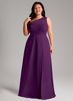 Azazie Phaedra Bridesmaid Dresses Grape A-Line One Shoulder Chiffon Dress image5