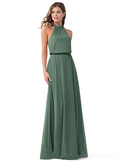 Azazie Landry Bridesmaid Dresses Eucalyptus A-Line Pleated Mesh Dress image1