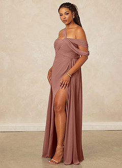 Christian Siriano Bridal for Azazie 1014 Bridesmaid Dresses Cedar Rose A-Line Off the Shoulder Chiffon Dress image14